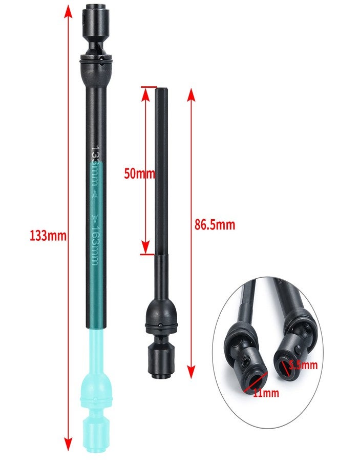 JGGZONE 2Pcs RC Drive Shaft Steel Driveshaft Front Rear Center Drive Shaft Dogbone Compatible with 1/10 RC Crawler Car Axial SCX10 III AXI03006 Replacement (88-115mm & 133-163mm, Black) - Image 5